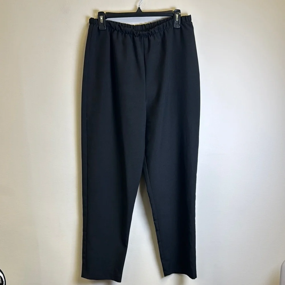 Black Straight Leg Pants with Elastic Waistband